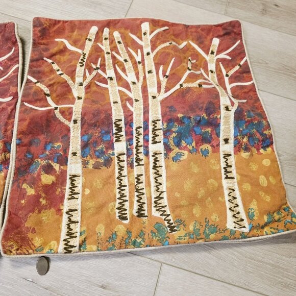 2 Pier 1 Embroidered Jute Birch Tree Throw Pillow Cover 17 X 17 Zipper Closure - Picture 2 of 9